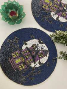 Mantel Individual con cuentas, cargador redondo hecho a mano para comedor de lujo y decoración de vacaciones, pieza única hecha a mano con cuentas, mantel, inauguración de la casa - Product Image 5