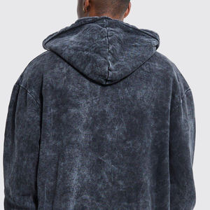 Sudaderas con capucha de mezcla de algodón 100% básicas de peso pesado personalizadas para hombre sin cuerda Vintage lavado con cremallera invierno lavado ácido sudaderas con capucha de gran tamaño - Product Image 3