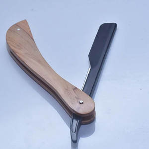 Rasoirs de rasage en bois de haute qualité lame tranchante hommes rasage rasoir droit Titan manche en bois acier gratuit OEM Logo rasoir - Product Image 3