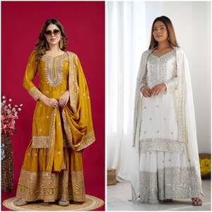 Presentamos el Nuevo Lehenga Choli de Algodón para Mujer, con Bordado Intenso y Lentejuelas, Completamente Cosido, Reversible, Casual, para Todas las Temporadas - Product Image 6