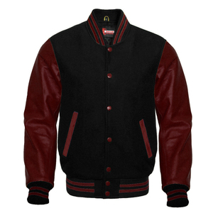 Veste d'université pour hommes de haute qualité-Vente en gros de vestes d'université de baseball à la mode en laine noire et en cuir véritable - Product Image 4