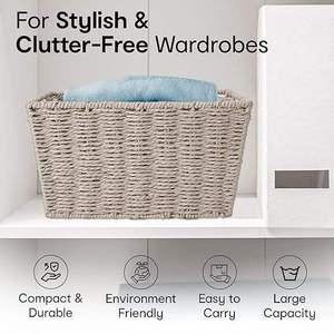 Handmade Square Handwoven Laundry <b>Basket</b> Stylish Sustainable Cotton <b>Rope</b> <b>Storage</b> Solution - Product Image 2