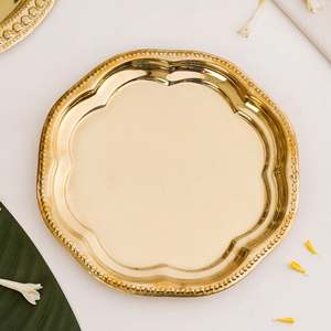 Bandeja Floral de Latón Puro Veda de 24 cm, Decoración Festiva para Diwali - Product Image 4