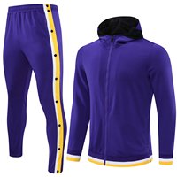 Setelan Training Sepak Bola Hoodie Grosir, Jaket Full Zip, Celana Lepas Pasang, Warna Solid, Hangat, Bernapas, Pakaian Olahraga dengan Kantong