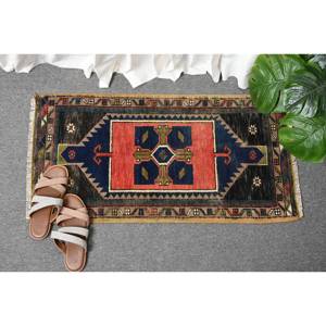 Tapis Kilim classique rouge noir de grande taille de 1.5x2,8 pieds en laine avec support en latex en forme de rectangle pour couloir-Tapis turc - Product Image 4