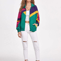 Veste coupe-vent pour femme, design color block au crochet, imperméable, respirante, séchage rapide, détail en peau de mouton imprimée, effet mémoire