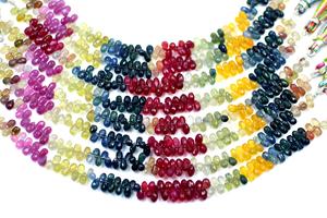 Cuentas sueltas de lágrima facetadas de zafiro múltiple, piedras preciosas naturales en forma de gota de 7,5 pulgadas para la fabricación de joyas - Product Image 5