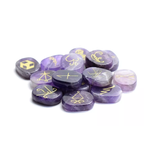 Ensemble de 16 pierres de Karuna en forme de paume, améthyste naturelle, cristal de guérison, pierre précieuse de Reiki, ensemble de Karuna en gros - Product Image 6