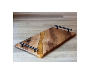 ถาดไม้เรซินอีพ็อกซี่ทำด้วยมือทันสมัยฝังลายศิลปะแม่น้ำทนทานสำหรับตกแต่งเสิร์ฟในห้องครัวและรับประทานอาหาร - Product Image 3