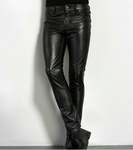 PU Leather <b>Pants</b> Men's Fashion Rock Style Night Club <b>Dance</b> <b>Pants</b> Men's Faux Leather Slim Fit Skinny Motorcycle Trousers - Product Image 5