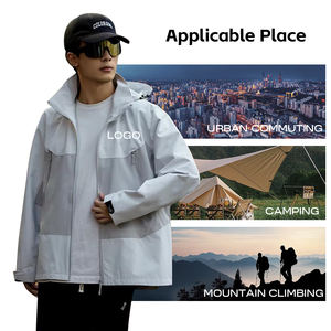 Veste de sport zippée personnalisée pour hommes, manteau extérieur imperméable coupe-vent à capuche avec logo avant et fermeture grande taille pour l'hiver - Product Image 3