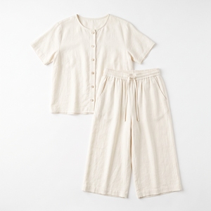 Women's Summer Solid <b>Linen</b> Blazer & Culottes Co-Ord Set Matching Casual Loose Fit Two-Piece | Private Label - Product Image 4