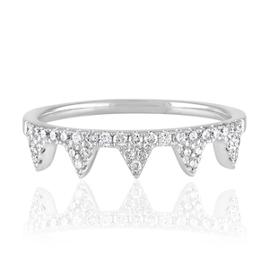 Bague Couronne Pavée de Diamants en Or Blanc 14 carats pour Femme, Taille Ronde Brillante, Melee et Triangle - Product Image 1