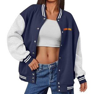 2025 fábrica Otoño Invierno chaqueta de mujer abrigo señoras personalizado de talla grande Varsity chaqueta Crop Varsity chaqueta para mujer de alta calidad - Product Image 4