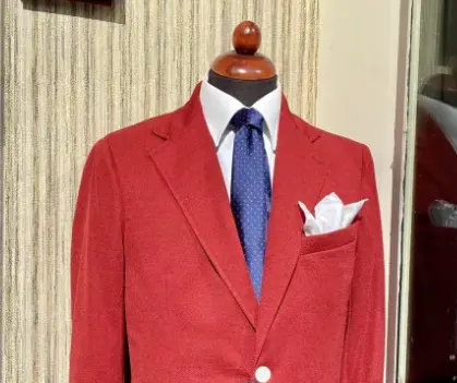 Prodotto italiano di migliore qualità abito rosso giacca estiva su misura 100% cotone Made in Italy abbigliamento uomo