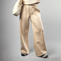 Pantalones de chándal de invierno para mujer, a la moda, informales, de color liso, con cintura elástica, cálidos, gruesos, de poliéster/algodón, con forro polar, talla grande, planos