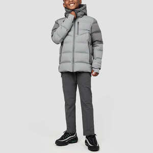 Chaqueta Bomber con Capucha para Niños, Talla Grande, Invierno, Diseño Combinado, Cortavientos, Ajustable, Abrigo Acolchado para Deportes al Aire Libre - Product Image 1