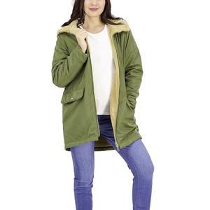 Manteau bouffant d'hiver pour femmes de haute qualité avec col montant mi-long décoration de fourrure veste Parka respirante du Pakistan - Product Image 4