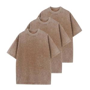 Oversized Vintage Acid Wash Tshirt for Men Cotton Solid T Shirt Streetwear Basic Tees Casual Baggy Loose Shirts - Product Image 2