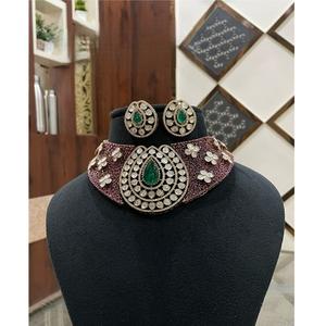 Ensemble collier et boucles d'oreilles Kundan en laiton plaqué or de haute qualité, attrayant, pour femmes, bijoux de créateur, cadeau, pour mariage - Product Image 1