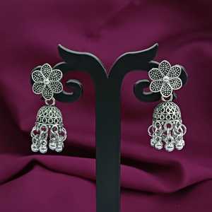 Indian Oxidized Floral Wedding Bridal Jhumka Jhumki Pendientes Proveedor Fabricante indio Conjunto de joyas para mujeres - Product Image 2