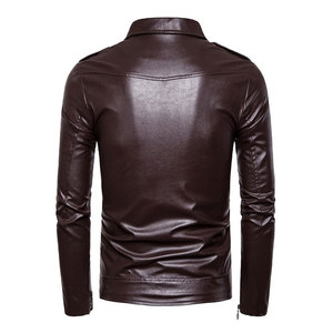 Chaqueta de Cuero para Hombre, Estilo Motero, Chaqueta de Cuero Genuino para Ropa Urbana y Casual - Product Image 2