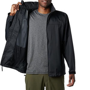แจ็กเก็ตกันฝนสำหรับผู้ชาย, เสื้อคลุมกันลมมีฮู้ดสีดำ/สี - Product Image 5