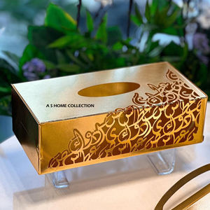 Boîte à mouchoirs en acier inoxydable faite à la main, design doré à feuilles, qualité supérieure, taille personnalisée, prix abordable - Product Image 2