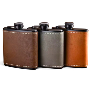 Petaca de Acero Inoxidable de 6 oz con Funda de Cuero, Diseño Francés, Modelo FD0000043, Logotipo Personalizado, Accesorio para Bebidas, Venta al por Mayor - Product Image 2