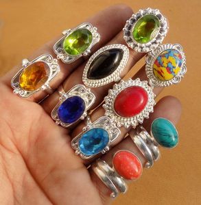 Anillo de piedras preciosas de mezcla Natural de plata esterlina hecho a mano, ajuste de bisel de forma ovalada de 7X14mm para conjunto de joyería de moda con regalo de aniversario - Product Image 4