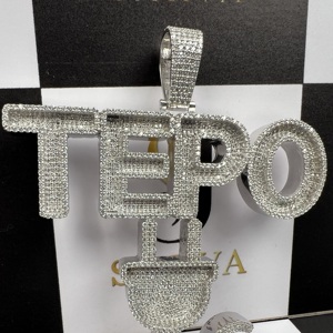 Plata de Ley 925 Iced Brilliant Cut VVS Diamond IGI Certified Fine Pendants Charms 14K Gold Name Letter Vintage Custom Unisex - Product Image 4