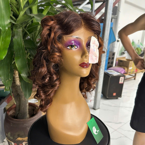 Mejor precio Cierre frontal de encaje suizo transparente Cabello humano europeo Marrón Natural Recto Onda profunda Rizado HD Pelucas delanteras de encaje - Product Image 3