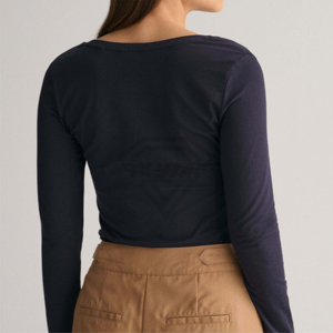 Nouvelle arrivée vente chaude personnalisé vierge uni 100% coton Slim Fit femmes chemises/personnalisé couleur unie toutes les tailles femmes t-shirts - Product Image 5