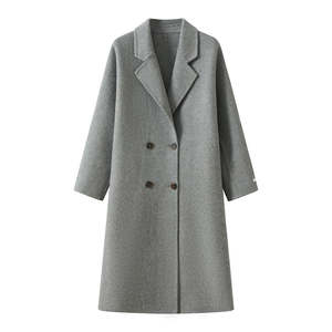 Gabardina Vintage con cuello en V para mujer, manga larga, punto abierto sólido, ropa de abrigo de lana transpirable, forro de seda, atuendo informal para mujer - Product Image 3