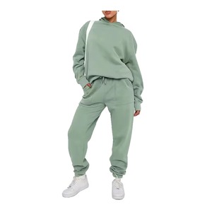 Custom <b>Purple</b> Color Sweat <b>Suit</b> Cotton Track <b>Suit</b> Heavyweight Custom Logo Women Two Piece Set Casual Hoodies Streetwear Sweatsuit - Product Image 2