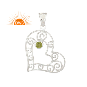 Hot Selling Sterling Silver Natural Peridot Gemstone Heart Design Pendant Custom Jewelry Manufacturer - Product Image 2
