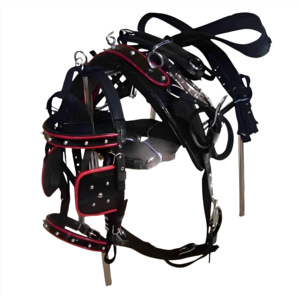 Harnais de Conduite en Nylon Noir Synthétique Premium Confortable pour Chariot à Cheval – Élégant et Durable – Produits Équestres - Product Image 1
