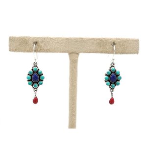Pendientes Colgantes Hechos a Mano con Turquesa, Coral y Lapislázuli, Plata de Ley 925, con Múltiples Piedras, Regalo de Moda - Product Image 3