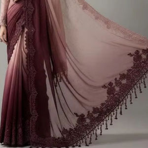 Robes de sari longues pour femmes, en polyester, avec logo personnalisé brodé, pour les mariages et les fêtes, couleur personnalisée, résistantes à l'humidité - Product Image 5