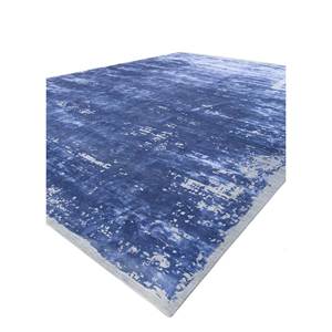 Alfombra de Lana y Seda de Bambú Anudada a Mano Kavi Azul, Colección Teoría del Caos-Esk-316, Alfombra Abstracta para Sala de Estar, Rectangular de 10 mm para Pasillo - Product Image 2