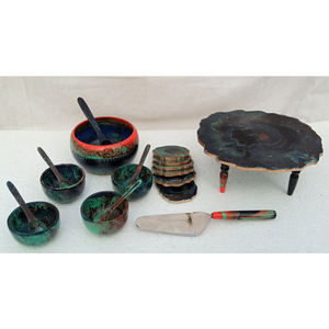 ถาดรองแก้วเรซินอีพ็อกซี่สีเขียวทำด้วยมือสุดหรูที่ดาวงานฝีมืออินเดียสำหรับบ้านและสำนักงาน - Product Image 4