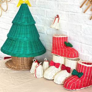 Xmas Noel Holiday Ornaments Handcrafted Green Rattan Tree Shape <b>Decoration</b> Hot Trend <b>Other</b> <b>Christmas</b> <b>Decorations</b> - Product Image 2