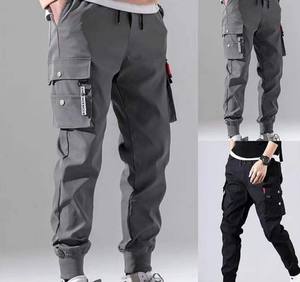 Custom Elastic Men's <b>Cargo</b> Pants for Summer High Waist Plus Size Casual <b>Trousers</b> Lightweight Canvas Multi-Pocket Design - Product Image 4