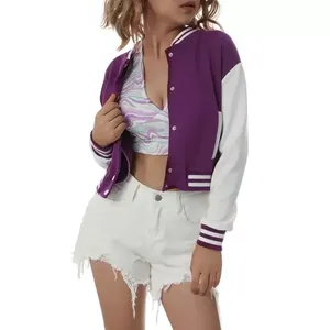 Veste Bomber Varsity Retro pour femmes élégantes pour l'hiver 2024 Vêtements de sport tricotés durables et confortables avec caractéristique respirante - Product Image 4