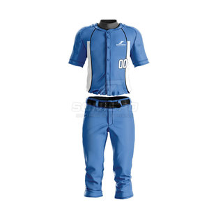 Ensemble uniforme de baseball pour hommes SONISPO, maillot bleu à manches courtes et pantalon, vêtements de sport en polyester à séchage rapide, taille adulte - Product Image 1
