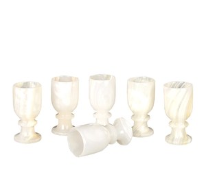 ถ้วยไอศกรีมหินอ่อนสีขาวทำด้วยมือลายหินอ่อนโอนิกซ์ถ้วยไอศกรีมหินอ่อน - Product Image 3