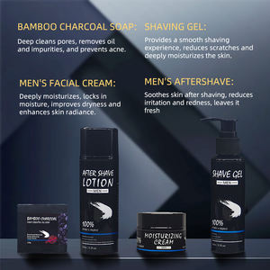 ชุดดูแลผิวสำหรับผู้ชายสบู่ถ่านทำจากไม้ไผ่สำหรับทำความสะอาดหลังโกนหนวดครีมบำรุงผิวฉลากส่วนตัว - Product Image 2