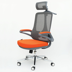 Silla ergonómica de malla para personal/operarios con altura ajustable, espuma/tela y reposacabezas ajustable - Product Image 1