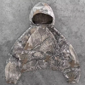 Sudadera con Capucha Personalizada de Felpa Francesa Gruesa para Hombre, Estilo Vintage, Estampado de Camuflaje RealTree, para Caza - Product Image 1