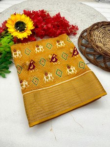 Sari de qualité supérieure Bandhani avec imprimé floral et bordure en zari, fabriqué en Inde, prix de gros - Product Image 3
